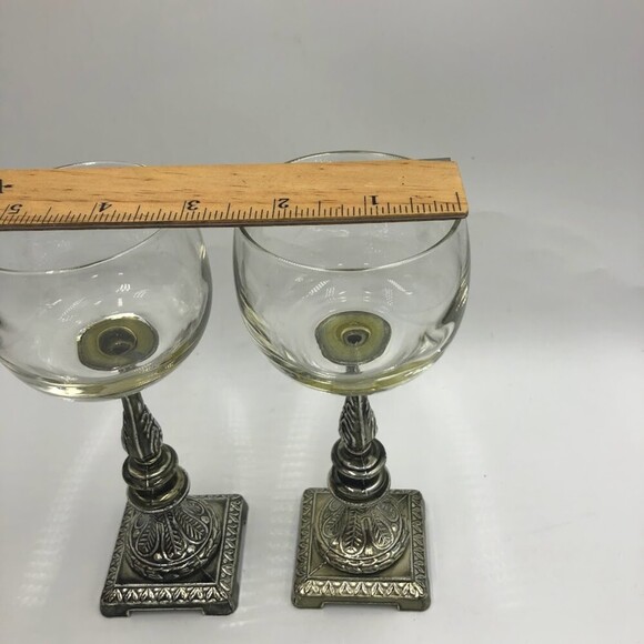 Vintage Set of 2 Metal and Glass Votive Candle Holders Stands Pewter Silver - Picture 13 of 13